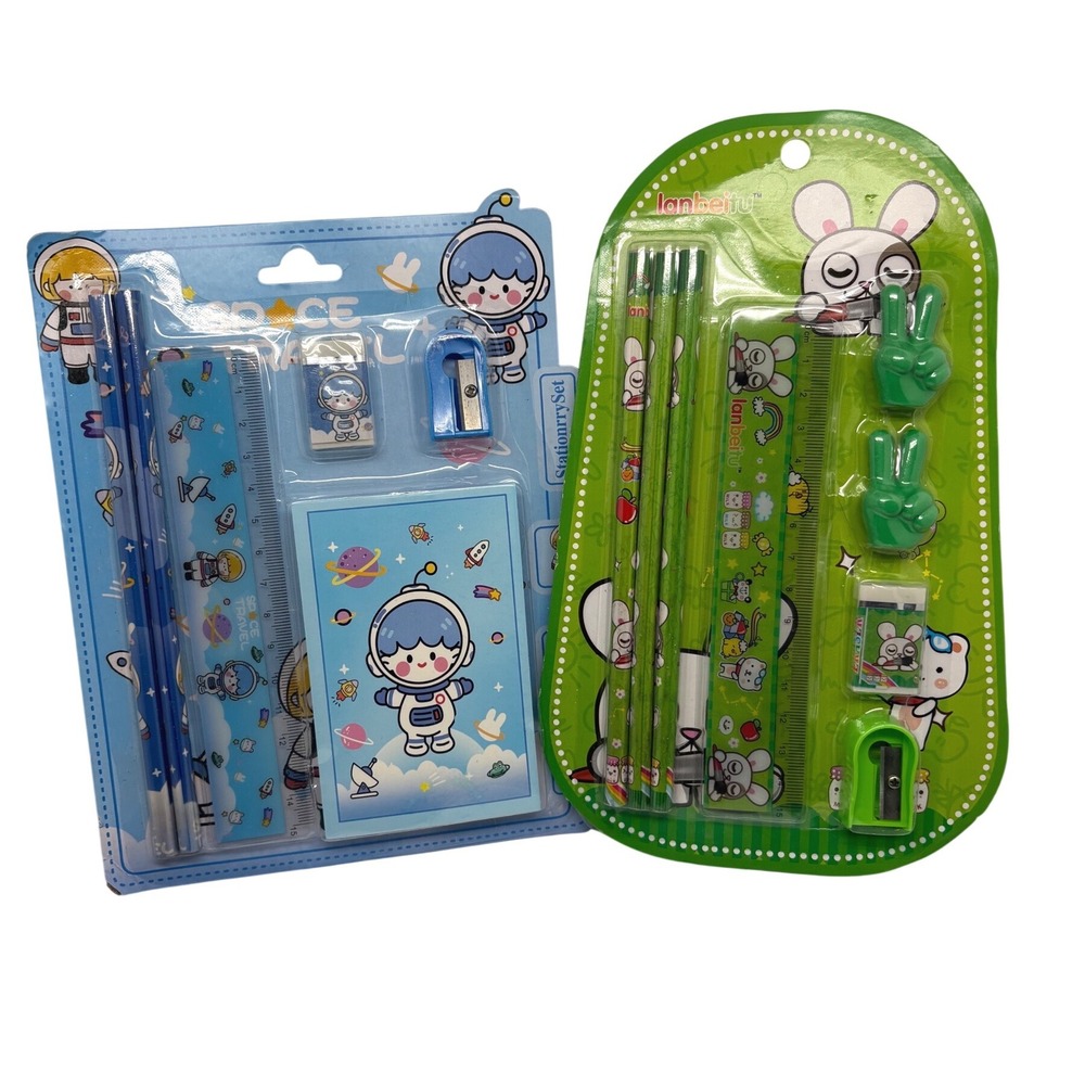 2pk Kids‎ Stationery Sets Space Astronaut & Bunny Rabbit Kawaii School Supplies